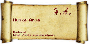 Hupka Anna névjegykártya